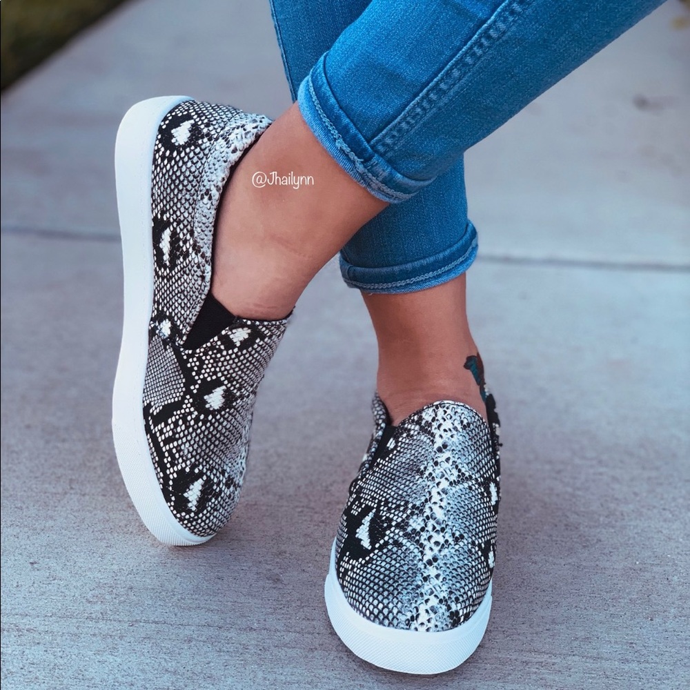 Snake print slip on sneaker
